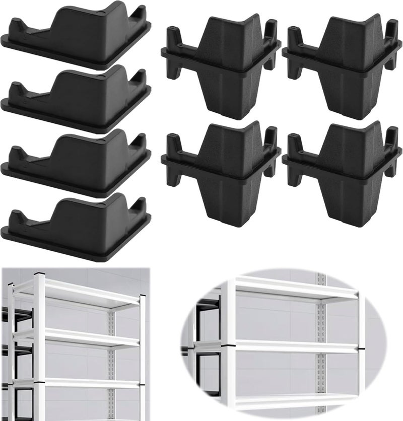 Terixe 8 Pcs Post Inserts Connectors for Whalen 5 Shelf Heavy Duty Shelving Unit - PP Plastic, Injection Molded, Sturdy & Strong Support - Black, Includes 4 Post Corner Connectors and 4 Post Caps - Image 1